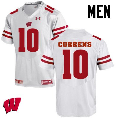 Men's Wisconsin Badgers NCAA #10 Seth Currens White Authentic Under Armour Stitched College Football Jersey YP31H40LN